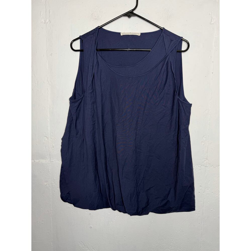 Peruvian Connection Womens Navy Blue Draped Layered Tank Top Sleeveless Size XL